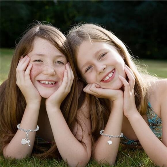 initial charm bracelet for girls women stainless steel adjustable heart jewelry - Picture 5 of 7